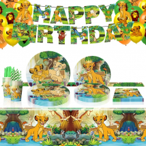 Disney Lion King Simba Theme Party Decorations Cup Plate Banner Tablecloth Backdrop for Kids Boys