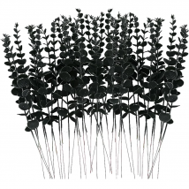 10/20/30Pcs Black Artificial Eucalyptus Stems Faux Halloween Thanksgiving Flowers Eucalyptus Leaf Centerpiece Home Decoration