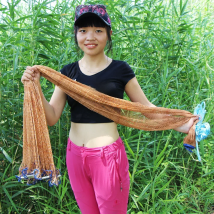 Lawaia Fishing Net with Iron Sinkers Hand Cast Net Tackle Orange Braided Cable Hand Throwing Nets for Shallow Water