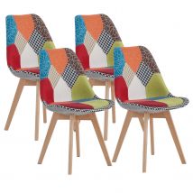 2 pezzi/4 pezzi sedie da pranzo nordiche sedie patchwork colorate con gambe in legno e sedile imbottito poltrona lounge per cucina soggiorno