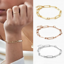 Customized Engraved Name Bracelet Luxury gold Stainless Steel Jewelry For Women Personalized Paperclip Chain Adjustable Bracelet