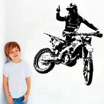 Customizable name Motocross Bike Wall Stickers Motorcycle Rider Racing Stickers Home Teen Kids Room Decor Vinyl wall decal Gift