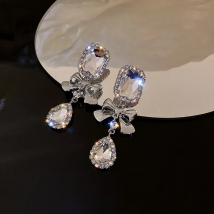 Korean Fashion  Crystal Drop Earrings For Women Girls Elegant Square Rhinestone Brincos Party Jewelry Gifts