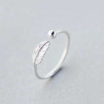Authentic 925 Sterling Silver Cute Feather Personality Adjustable Ring Fine Jewelry For Women Party Elegant Accessories
