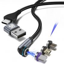 KEYSION 540 Rotate 5A Magnetic Cable Fast Charging Mobile Phone Magnet Wire Cord Micro Type C to USB-A Cable for iPhone Xiaomi