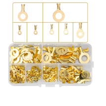 150/330PCS M2/M3/M4/M5/M6/M8/M10 Ring Lugs Eyes Copper Crimp Terminals Cable Wire Connector Non-insulated Assortment Kit