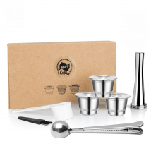 icafilas Reusable Nespresso Coffee Capsule Stainless Steel Refillable Filter Espresso Coffee Pods for Inissia Pixie Coffee Maker