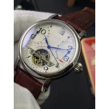 Men's Automatic Mechanical Watch with Dual Return Multi-Function Calendar Week Display Kinetic Energy Show Sapphire Leather Butt