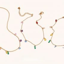 La. Muses Colored Zircon Bead Pendant Stainless Steel Women's Fashion Romantic Waterproof Jewelry Set Gift