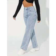 Denimcolab 2025 New High Waist Straight Leg Jeans Woman Simple Style Casual Cotton Denim Pants Ladies Loose Streetwear Jeans