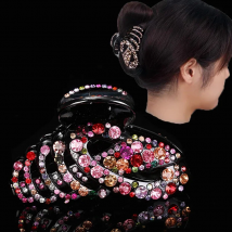 Women's Hair Claws Acrylic Crystal Hair Clip Hendbands Big Fashion Floral Hairpin Double Layer Fixing Ladies Hair Accessories