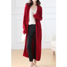 Hot Sale Autumn Winter New 100% Wool Cardigan Sweater Women's Solid Color Fashion Long Female Loose Soft Knitted Large Size