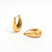 Joolim Jewelry High End PVD Wholesale Waterproof&No Fade Small Oval Drop Shape Hoop Earring for Women