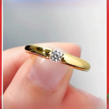 Allergy Free New Fashion Jewelry Exquisite 14K Real Gold Plated AAA Zircon Ring Elegant Women's Wedding Band Anniversary Gift