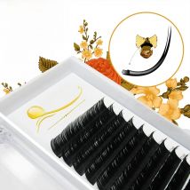 Quewel Flat Eyelashes Extension Matte Flat Oval Eyelashes Black Matte Soft Silk Eyelash Extension Individual C/CC/D/DD Curl LM