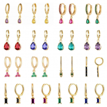 TIANDE Gold Color Cute Water Drop Earrings For Women Color  Zircon Piercing Huggies Hoop Dangle Earrings 2023 Fashion Jewelry