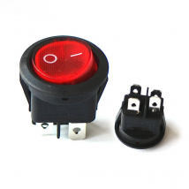 5Pcs 12/24/220V Round Rocker Switch 20MM 4 Pin ON/OFF DPST Latching LED Lighted On Car Push Button Switches Transparent Red