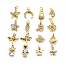 Popular  small pendant angel wing charms glossy copper gold-plated pendant DIY bracelet necklace anklet accessories