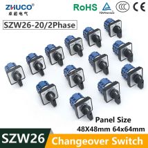 ZHUCO SZW26/LW26-20 64 x 64 mm 48 x 48 mm, Schalttafelmontage, 20 A, 660 V, 2 Phasen, 8 Schrauben, Netzknopf-Auswahl, Nocken-Drehschalter