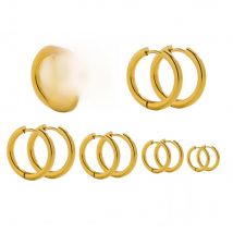 10pcs 18K PVD Gold Plated Stainless Steel Hoop Earrings Women Earrings Men Punk Hiphop Bijoux Gifts Fashion Jewelry Accessories