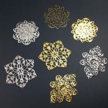 20pcs/lot 58x42mm Gold color/ /Antique bronze Metal Filigree Flowers Slice Charms base Setting DIY Jewelry Components