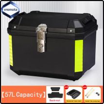 Caja Universal para casco de motocicleta de 57L, estuches de herramientas de almacenamiento de equipaje trasero con cola superior de aluminio, maletero con cerradura para YAMAHA, Honda y BMW