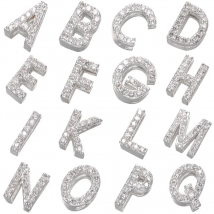 ZHUKOU silver color letters beads for DIY handmade bracelets jewelry making Accessories letter beads Supplies wholesale VZ243