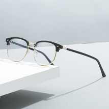 Eyebrow Frame Student Myopia Glasses Finished Women Men Half Frame Square Short-sight Eyewear Prescription 0 -0.5 -0.75 To -6.0