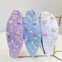 Women Girls  Holiday Sea Beach Starfish Pearl Knot Hairband Headband Hair Accessories Hair Jewley