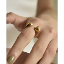 Peri'sBox Gold/Silver Color Waterdrop Rings Asymmetric Double Circle Geometric Rings Minimalist Open Rings for Women 2020 Trendy