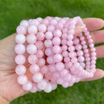 JD Natural Stone Pink Quartz Crystal Amethyst Fluorite Beaded Bracelets Women Sweet Reiki Healing Energy Strand Bangles Jewelry