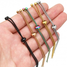 3Pcs Stainless Steel Adjustable Slider Chain Bracelet Connectors for Jewelry Making DIY Loops Connector Pendants Bracelet