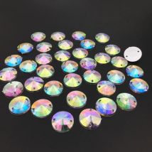 Crystal AB Round Rivoli Acrylic Crystal Rhinestones Sewing jewelry Beads Flat back 12mm Sew On Stone