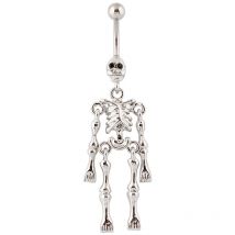 Body Skull belly button ring Skeleton body piercing jewelry Retail navel ring belly bar 14G 316L surgical steel bar