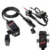 MOTOPOWER MP0608 3.1Amp Motorcycle Dual USB Charger SAE to USB Adapter Battery Monitor with Switch