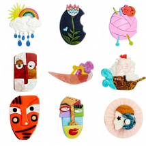 YAOLOGE Trendy Cartoon Rainbow Clouds Acrylic Brooches For Women Kids Lovely Mask Badge Lapel Pins Fashion Party Jewelry Gifts