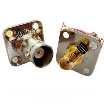 1Pcs Q9 BNC Female To SMA Female Jack Connector 4Holes Flange BNC To SMA Female Chassis Panel Mount Socket Nickel Plated Brass