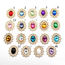 10pcs/lot 28*25MM Rhinestone for Needlework Sewing Flower Buttons for Clothing Diy Manualidades Hair Accessories Decorative