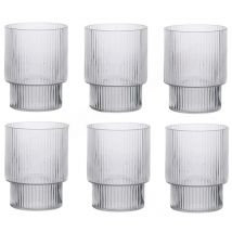 6/4Pcs Vertical Stripe Ribbed Glass Coffee Mug Heat-Resistant Transparent Water Cups Drinking Milk Beer Tea Juice Wine Set Gifts