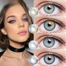 1pair Blue Contact Lenses with Diopters Graduated Beautiful Pupil Prescription Correct Myopia Hydrophilic Cosmetics Accessories