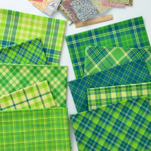Green Plaid Fabric Pure Cotton INS Lattice Geometry Digital Printing for Sewing Patchwork by Half Meter