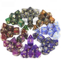 Creative Universe Galaxy Dice Set of D4-D20 with Mysterious Royal Glitter Powder Amazing Effect for DNDGame RPG Party Favor