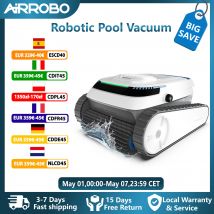 Robot Pulitore per Piscina Intelligente AIRROBO PC10 - 120 Minuti di Autonomia, Arrampicata su Pareti, Pulisce Pavimenti/Pareti/Linea d'Acqua per Piscine Interrate e Fuori Terra
