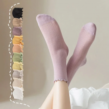New Women Socks High Quality Summer Fashion Casual Long Socks Solid Color  Korean Style Waveselvedge Mesh Breathable Comfort