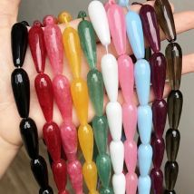 10*30mm Water Drop Angelite Jades Stone Beads Natural Faceted Loose Spacer Beads for Jewelry Making DIY Bracelet Accessories
