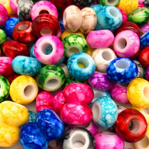 New 20pcs 15x9mm Big Hole Acrylic Beads Oblate Circle Space Beads for DIY Jewelry Making Bracelet Pendant