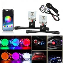 YSY Demon Eyes LED Bluetooth APP RGB Evil Devil Eye 5050 Car Motorcycle Headlights For 2.8 Inch BI Xenon Projector Lens 1Set
