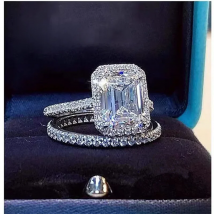 CC Proposal Rings Rectangle Cubic Zirconia Shine Wedding Engagement Ring Set Jewelry Accessories Drop Shipping CC3123