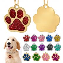 Bling Dog ID Tag Personalized Gorgeous Dog Tags for Small Medium Dog Footprint Custom Pet Name Tag Plate Collar Accessories
