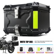 Scatola per casco per baule per moto in alluminio da 80 litri Scatola per coda per moto universale Scatola superiore Custodie per bagagli posteriori per moto da viaggio Cassetta degli attrezzi